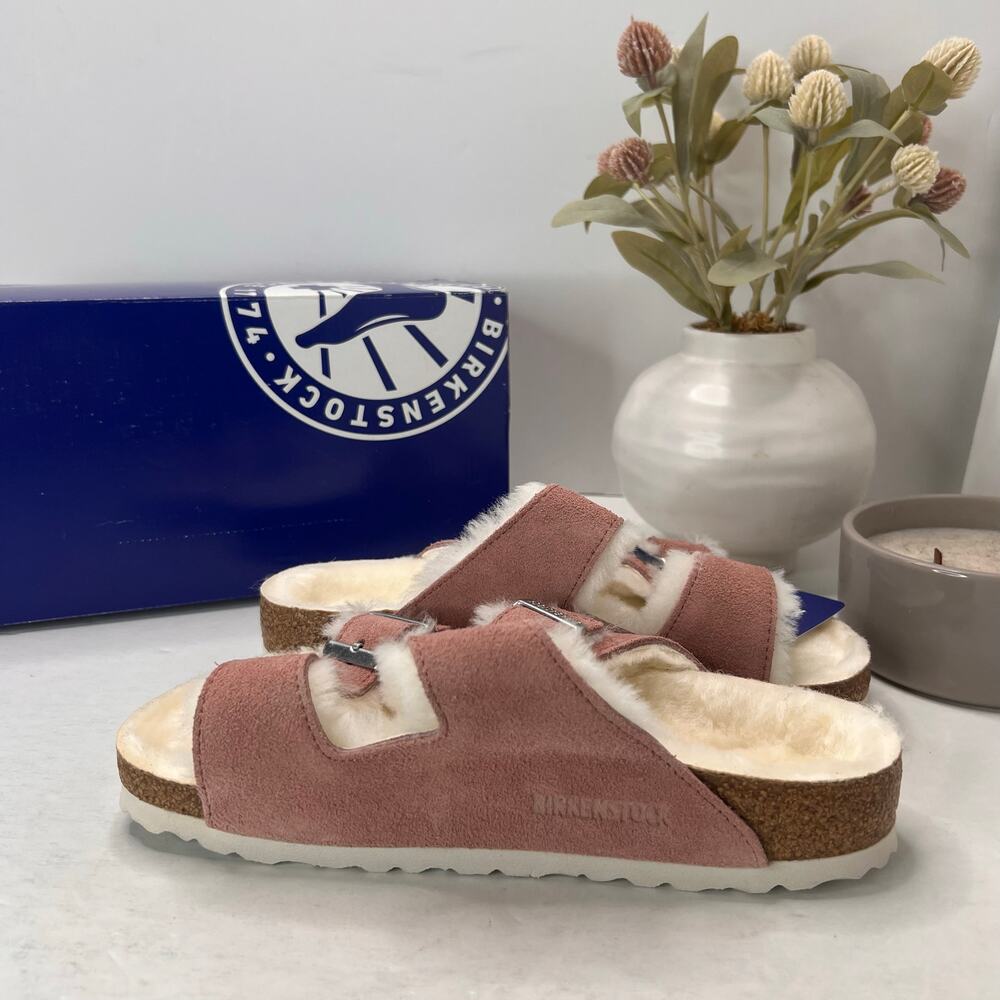 Birkenstock Arizona Shearling Sandal Clay Pink Women 5/EU36 Regular Fit NWB - Picture 7 of 10